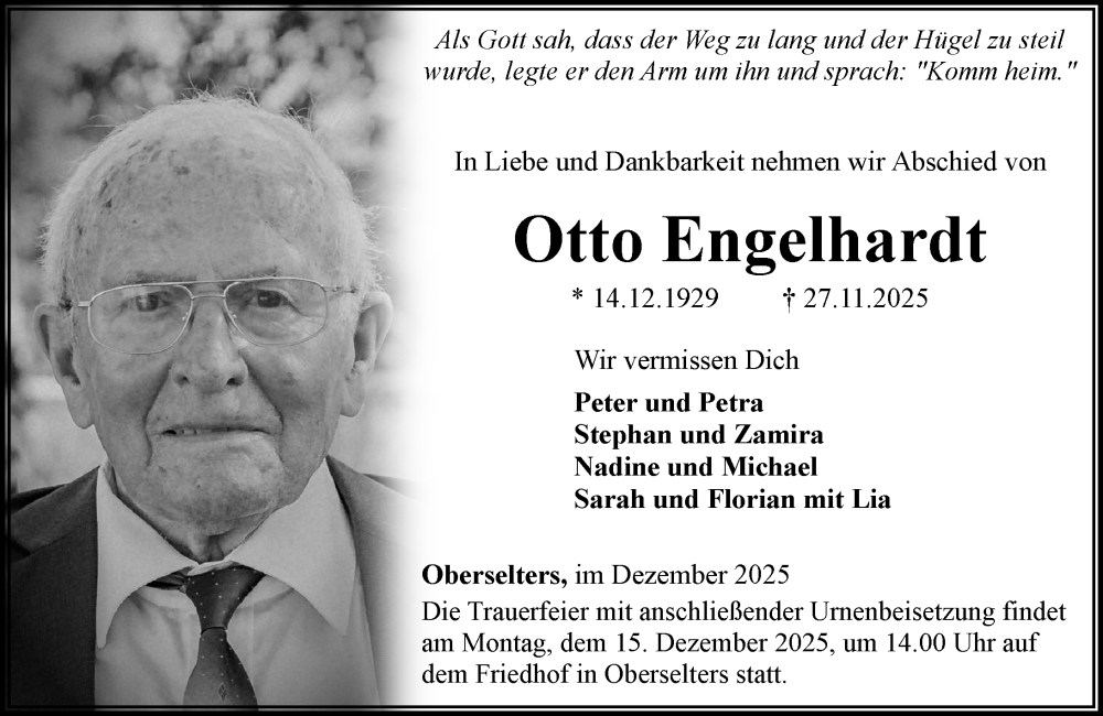  Traueranzeige für Otto Engelhardt vom 11.12.2025 aus Camberger Anzeiger