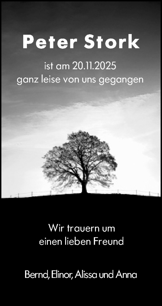 Traueranzeige von Peter Stork von Darmstädter Echo