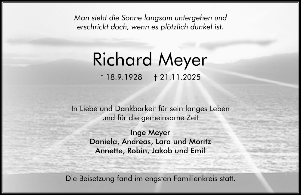  Traueranzeige für Richard Meyer vom 06.12.2025 aus Darmstädter Echo