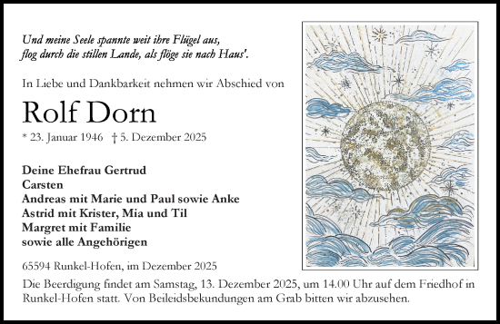 Traueranzeige von Rolf Dorn von Nassauische Neue Presse