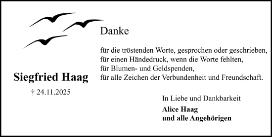 Traueranzeige von Siegfried Haag von Hochheimer Zeitung