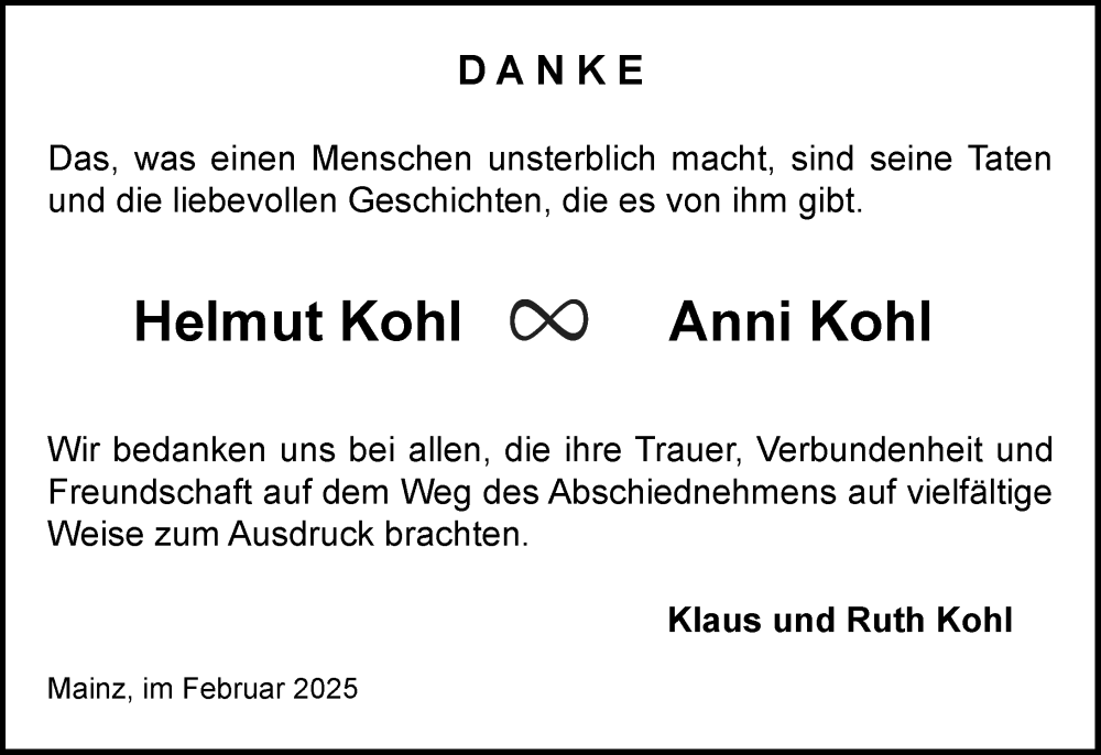  Traueranzeige für Anni Kohl vom 22.02.2025 aus Allgemeine Zeitung Mainz