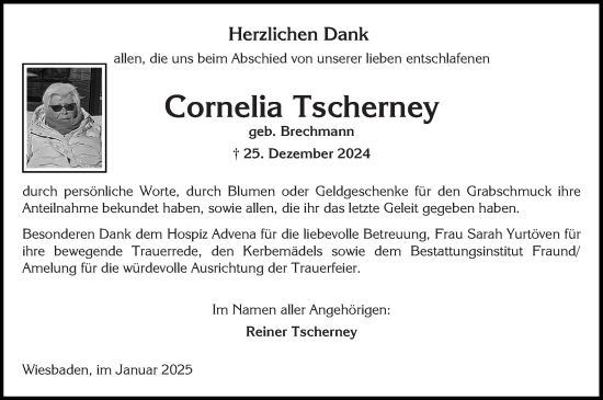Traueranzeige von Cornelia Tscherney von Wiesbadener Kurier