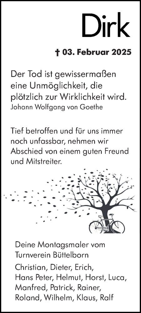 Traueranzeige von Dirk Ortwein von Groß-Gerauer Echo