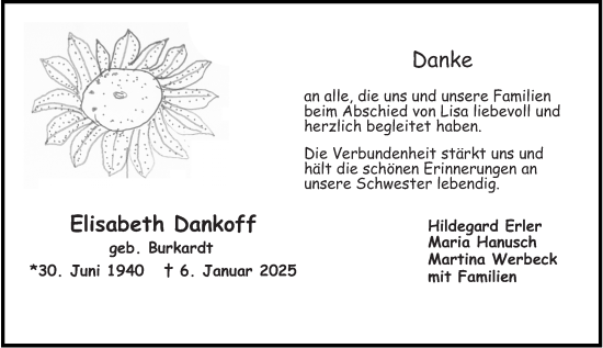Traueranzeige von Elisabeth Dankoff von Wiesbadener Kurier