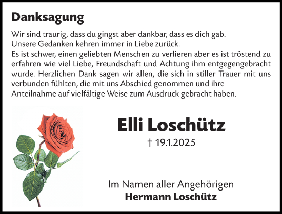 Traueranzeige von Elli Loschütz von Rüsselsheimer Echo