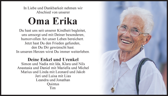 Traueranzeige von Erika Stillger von Camberger Anzeiger