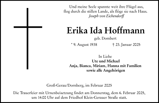 Traueranzeige von Erika Ida Hoffmann von Groß-Gerauer Echo