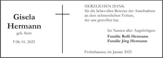 Traueranzeige von Gisela Hermann von Dill Block