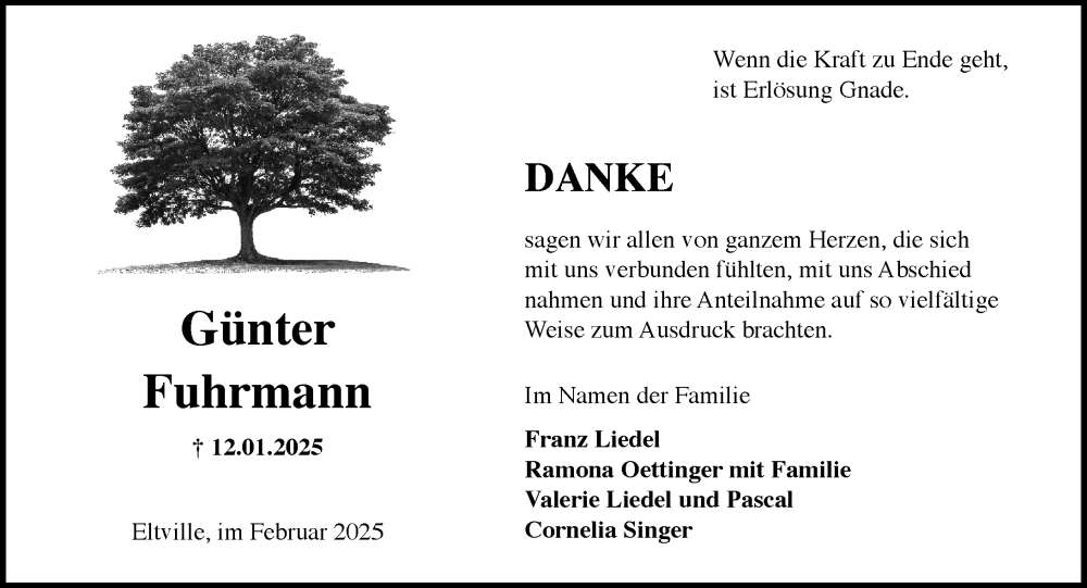  Traueranzeige für Günter Fuhrmann vom 15.02.2025 aus Rheingau Kurier
