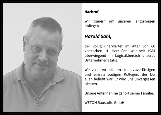 Traueranzeige von Harald Sahl von Nassauische Neue Presse