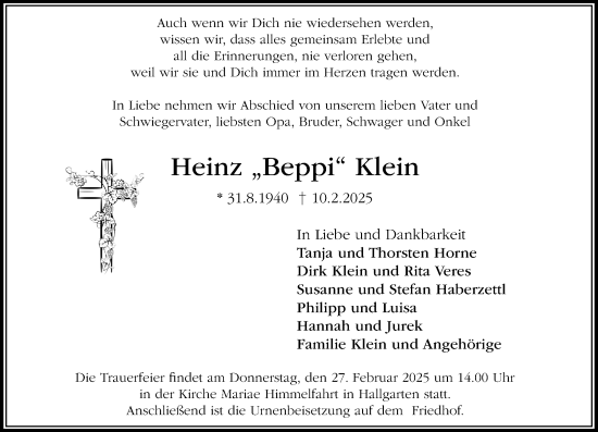 Traueranzeige von Heinz Klein von Wiesbadener Kurier