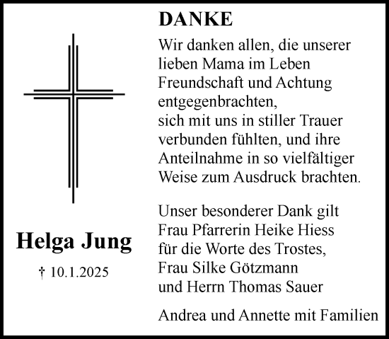 Traueranzeige von Helga Jung von Rüsselsheimer Echo