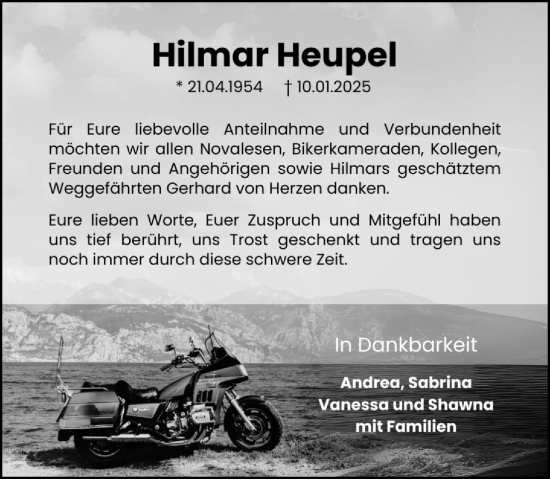 Traueranzeige von Hilmar Heupel von Dill Block