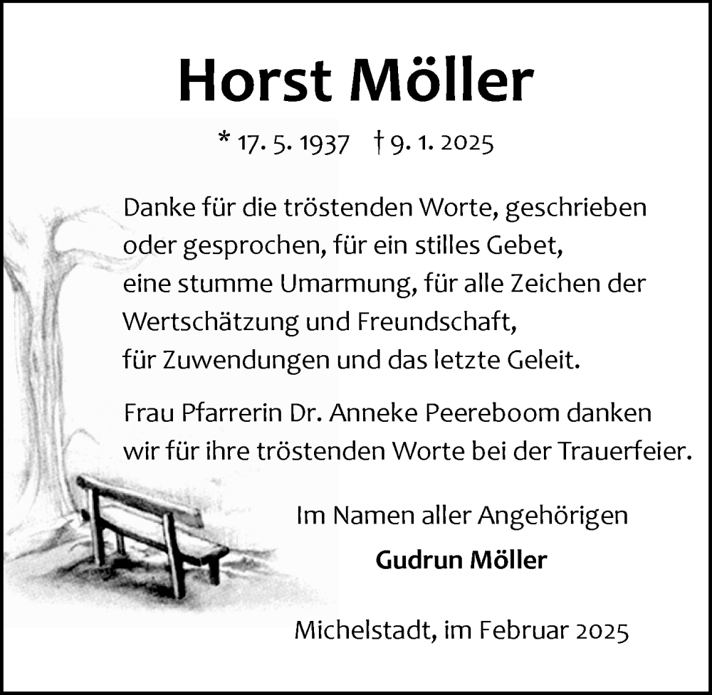  Traueranzeige für Horst Möller vom 22.02.2025 aus Odenwälder Echo