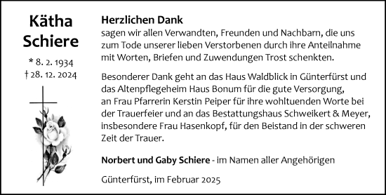 Traueranzeige von Kätha Schiere von Odenwälder Echo