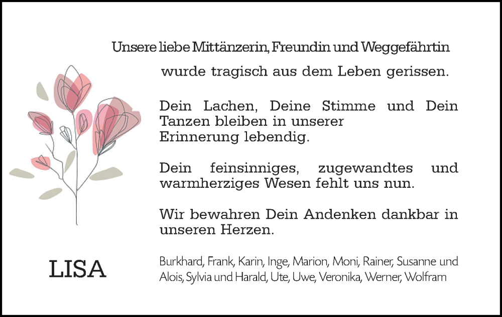  Traueranzeige für Lisa Schmieg vom 08.02.2025 aus Darmstädter Echo