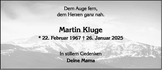 Traueranzeige von Martin Kluge von Wiesbadener Kurier