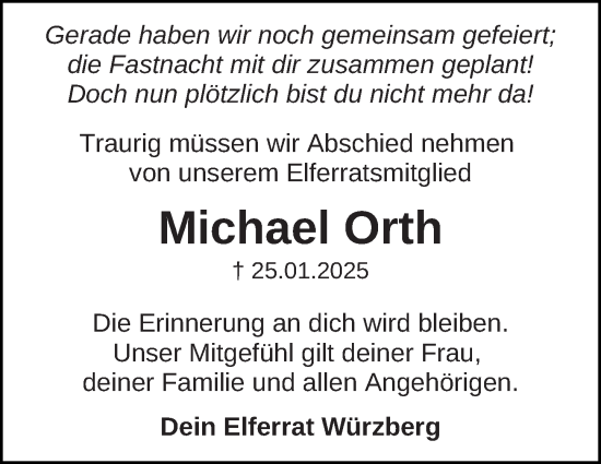 Traueranzeige von Michael Orth von Odenwälder Echo