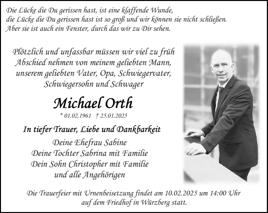 Traueranzeige von Michael Orth von Odenwälder Echo