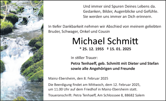 Traueranzeige von Michael Schmitt von Allgemeine Zeitung Mainz