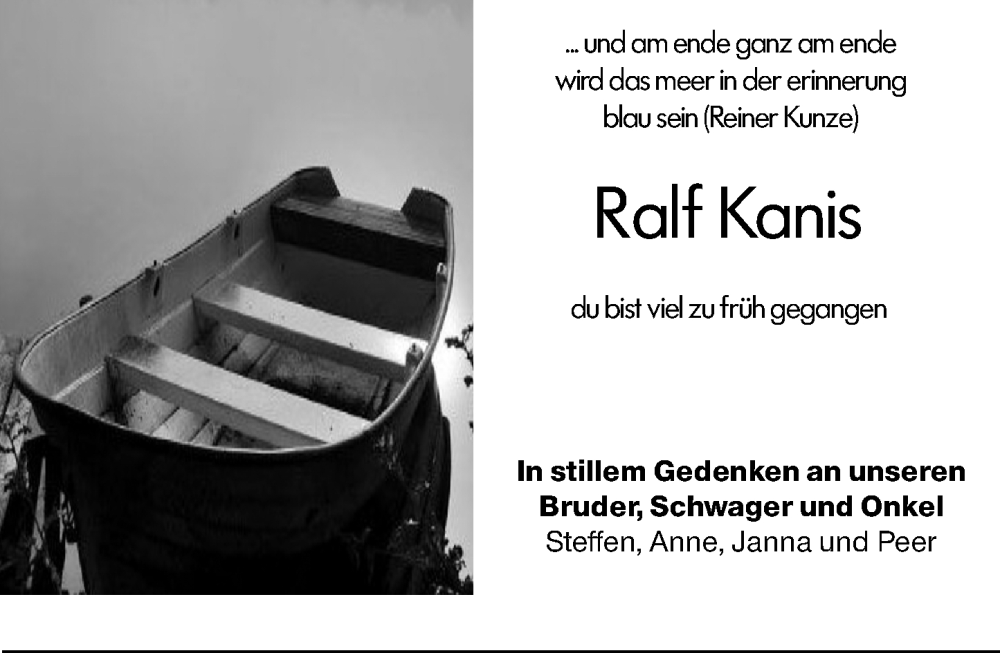  Traueranzeige für Ralf Kanis vom 15.02.2025 aus Allgemeine Zeitung Mainz