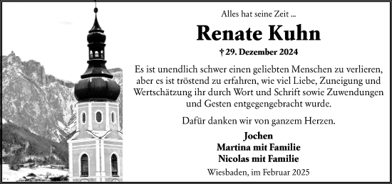 Traueranzeige von Renate Kuhn von Wiesbadener Kurier