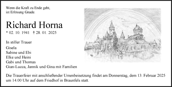 Traueranzeige von Richard Horna von Wetzlarer Neue Zeitung