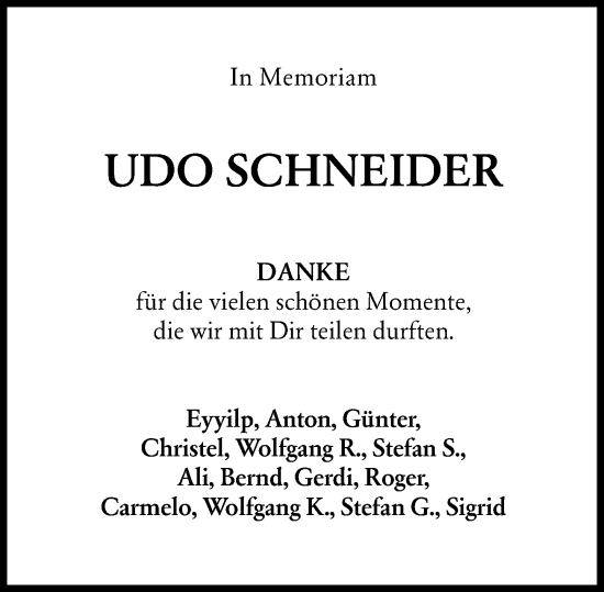 Traueranzeige von Udo Schneider von Darmstädter Echo