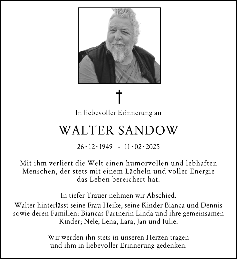  Traueranzeige für Walter Sandow vom 15.02.2025 aus Groß-Gerauer Echo