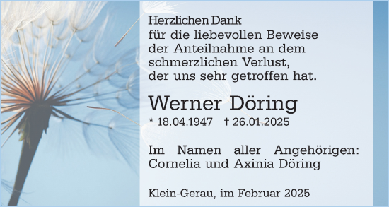 Traueranzeige von Werner Döring von Groß-Gerauer Echo
