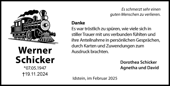 Traueranzeige von Werner Schicker von Idsteiner Land/Untertaunus
