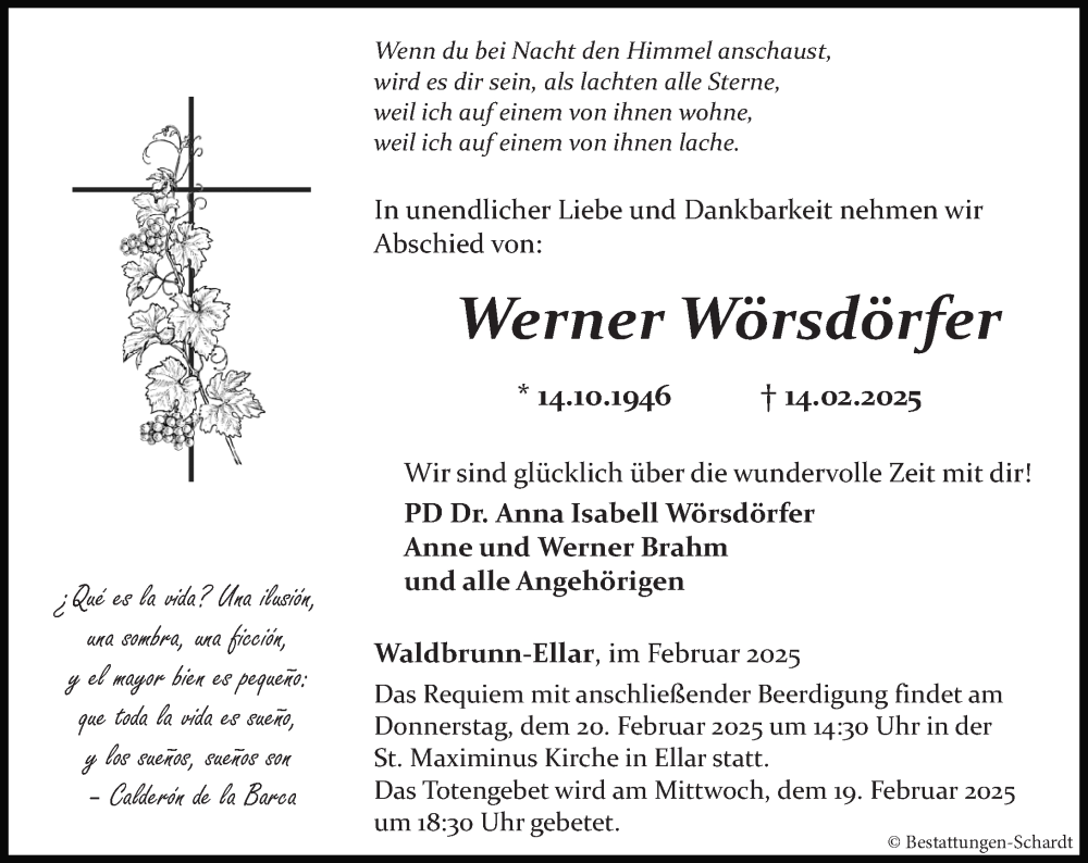  Traueranzeige für Werner Wörsdörfer vom 17.02.2025 aus Nassauische Neue Presse