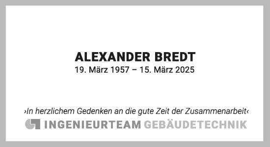Traueranzeige von Alexander Bredt von Darmstädter Echo