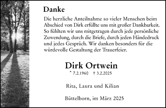 Traueranzeige von Dirk Ortwein von Groß-Gerauer Echo