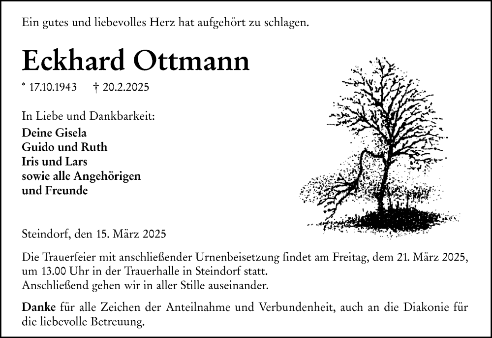  Traueranzeige für Eckhard Ottmann vom 15.03.2025 aus Wetzlarer Neue Zeitung