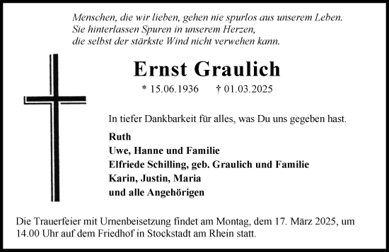 Traueranzeige von Ernst Graulich von Groß-Gerauer Echo