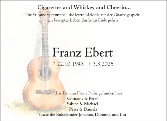 Traueranzeige von Franz Ebert von Rüsselsheimer Echo