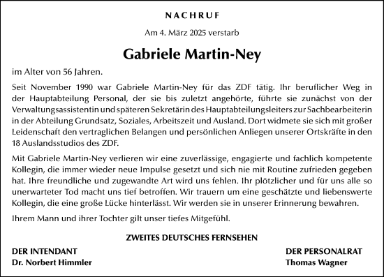Traueranzeige von Gabriele Martin-Ney von Allgemeine Zeitung Rheinhessen-Nahe