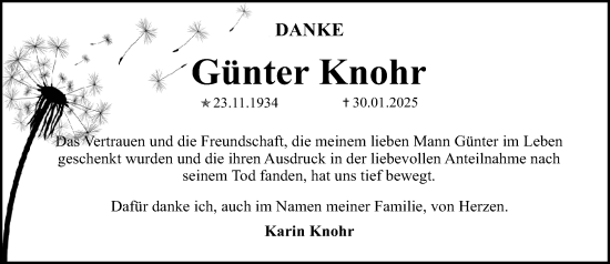 Traueranzeige von Günter Knohr von Allgemeine Zeitung Mainz