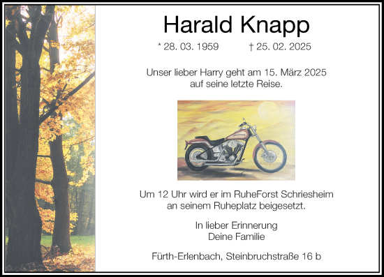 Traueranzeige von Harald Knapp von Starkenburger Echo