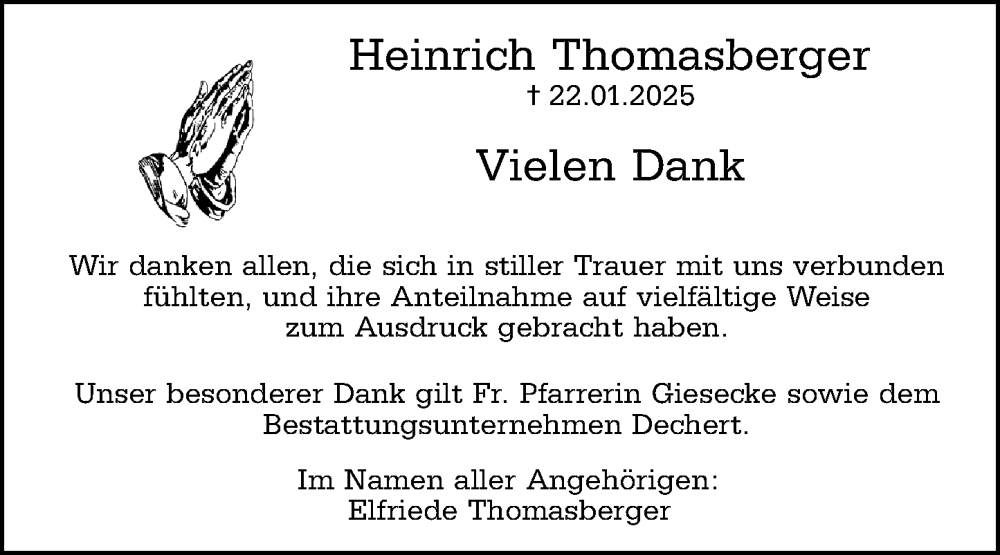  Traueranzeige für Heinrich Thomasberger vom 08.03.2025 aus Darmstädter Echo