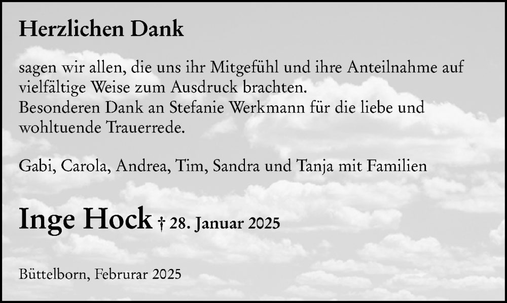  Traueranzeige für Inge Hock vom 01.03.2025 aus Groß-Gerauer Echo