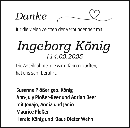 Traueranzeige von Ingeborg König von Odenwälder Echo