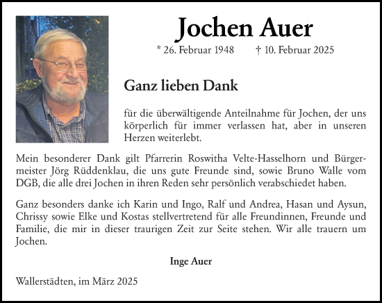 Traueranzeige von Jochen Auer von Groß-Gerauer Echo