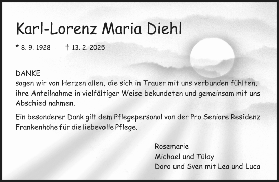 Traueranzeige von Karl-Lorenz Maria Diehl von Allgemeine Zeitung Mainz