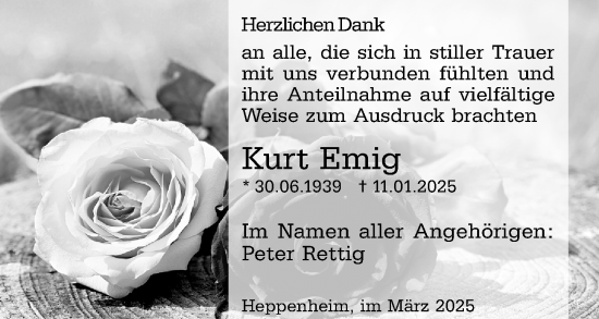 Traueranzeige von Kurt Emig von Starkenburger Echo