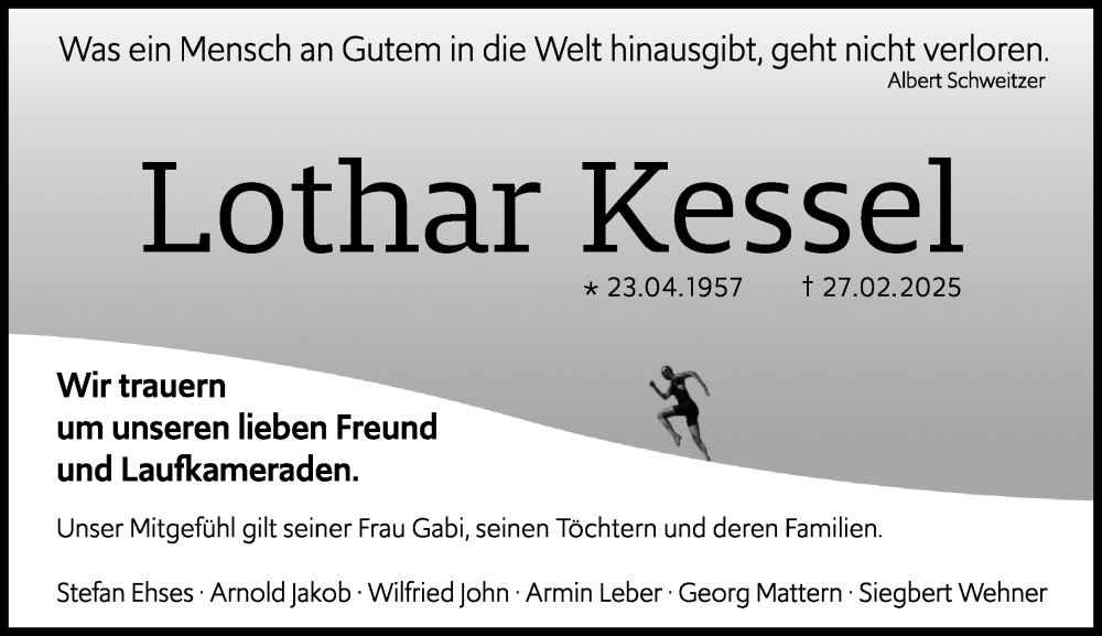  Traueranzeige für Lothar Kessel vom 08.03.2025 aus Allgemeine Zeitung Mainz