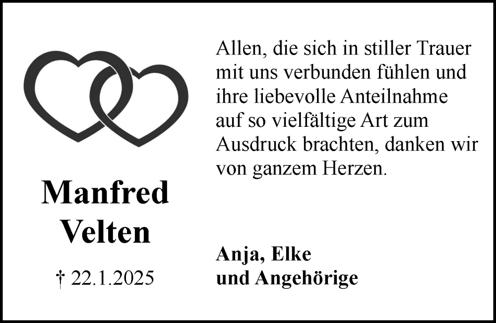  Traueranzeige für Manfred Velten vom 08.03.2025 aus Rüsselsheimer Echo