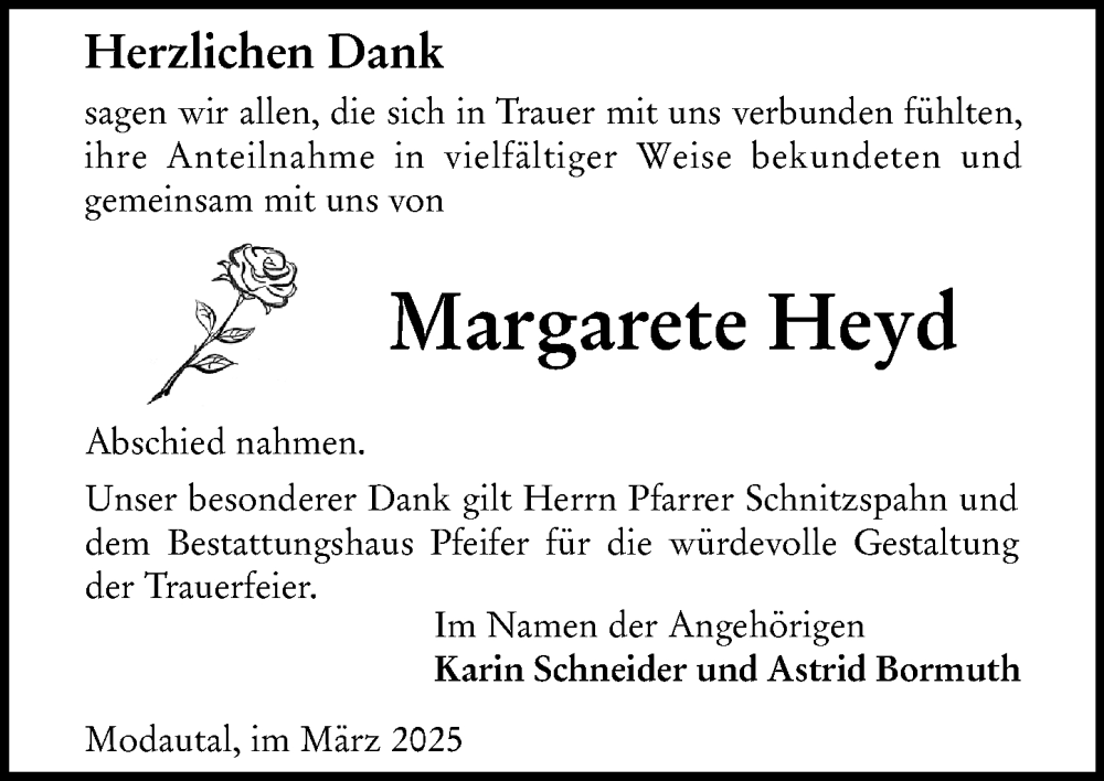  Traueranzeige für Margarete Heyd vom 22.03.2025 aus Bergsträßer Anzeiger
